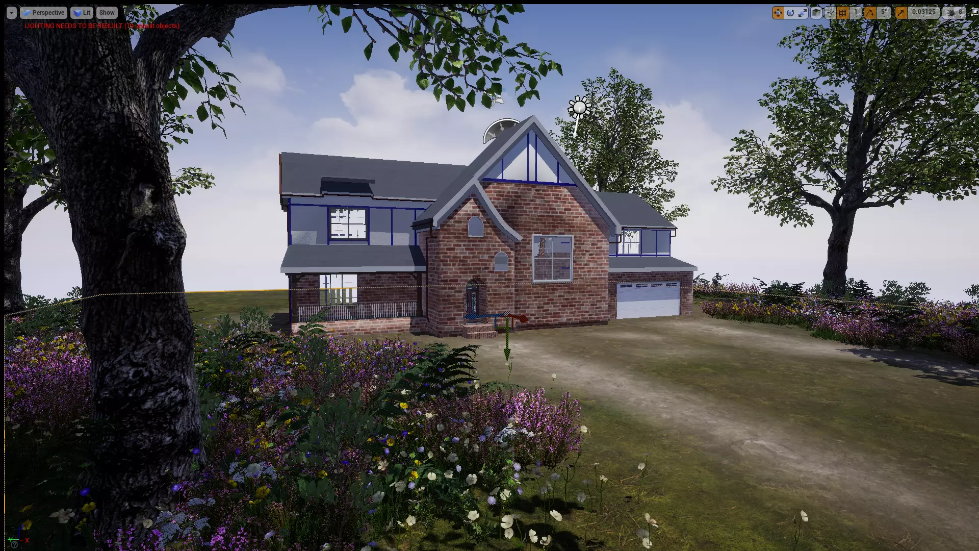 3d House with trees and flowers Low-poly 3D model