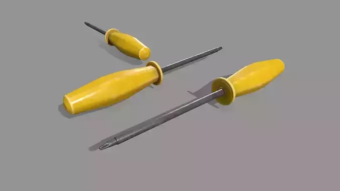 screwdriver pair of screwdrivers Low-poly 3D model