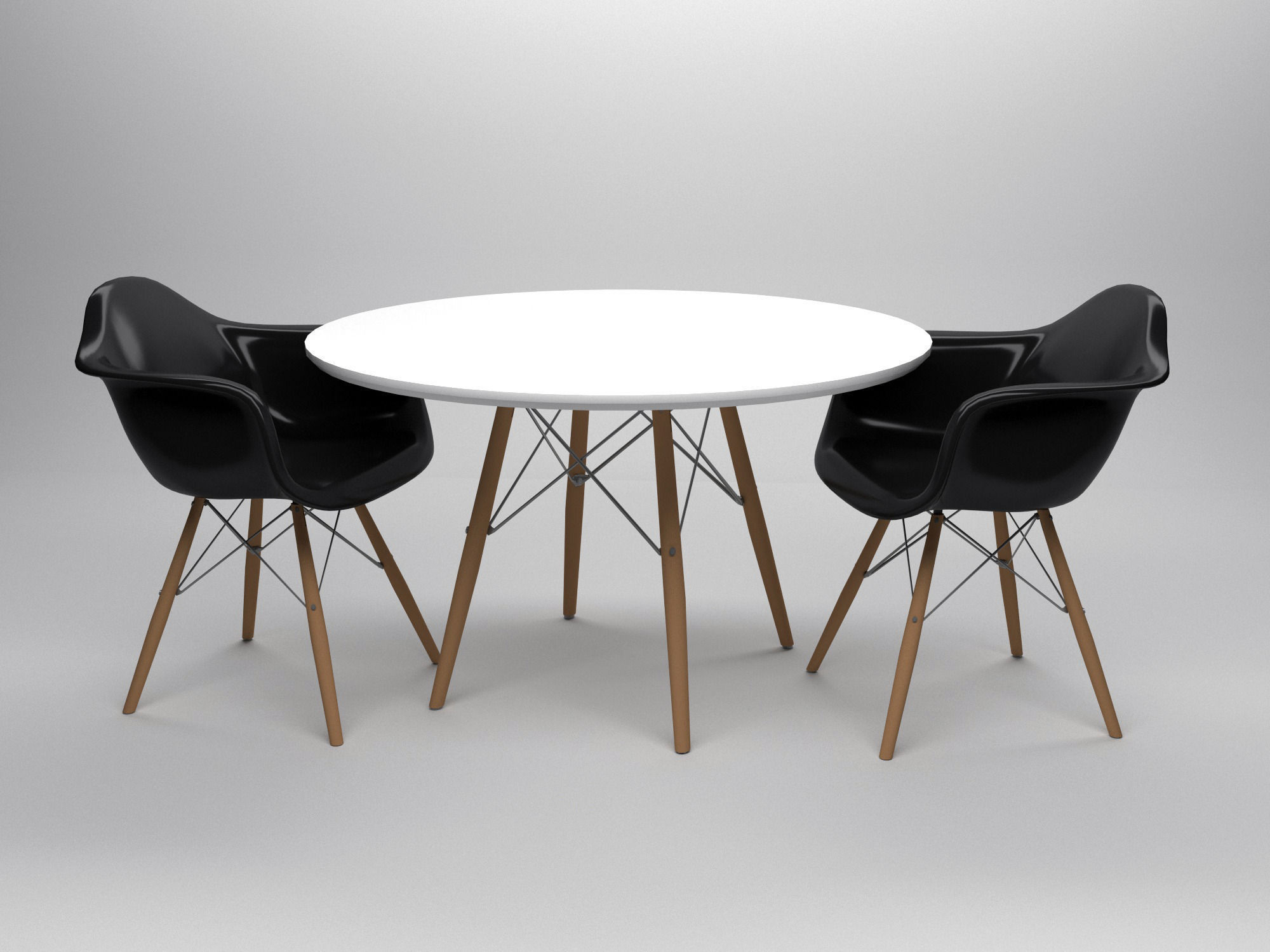 Eames table and chairs set 3D model