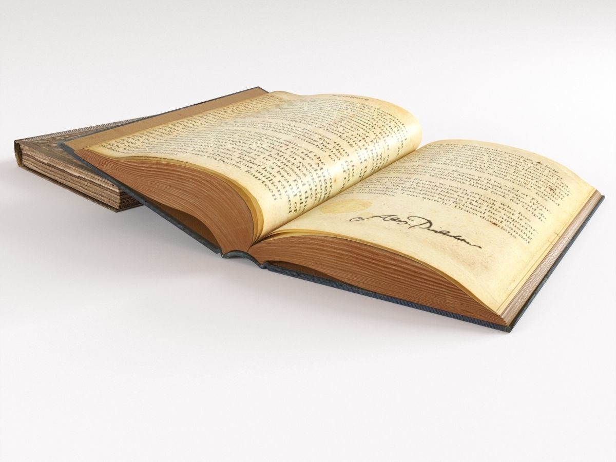 open book on the table 3D model_3