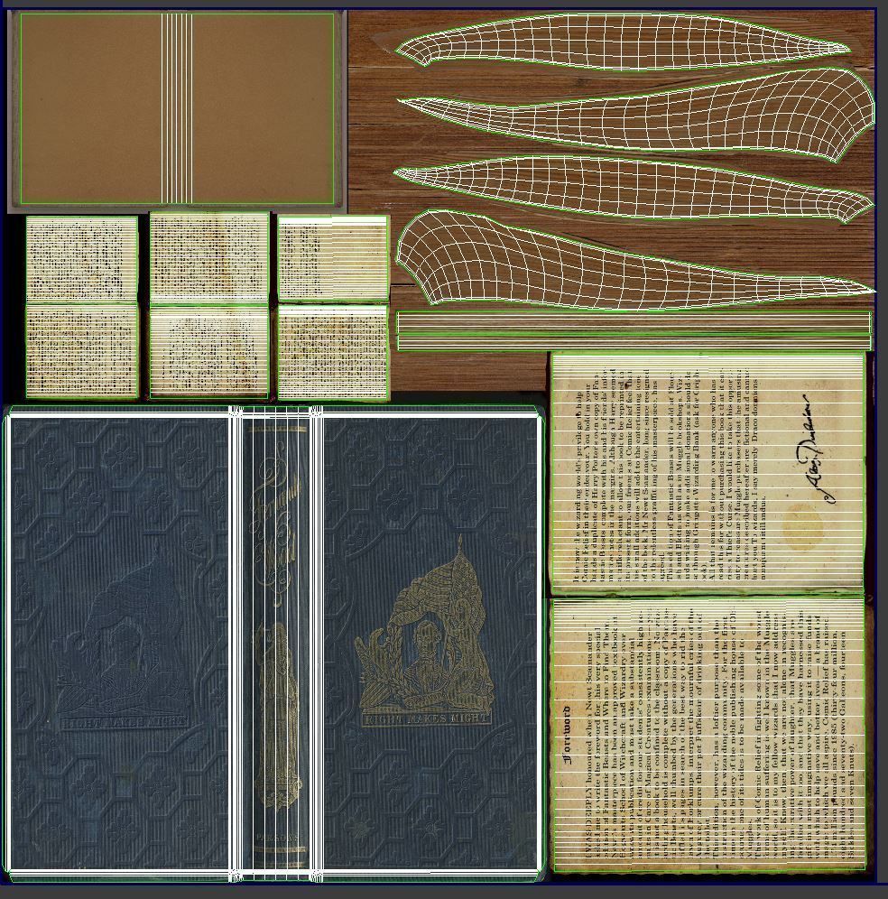 open book on the table 3D model_7