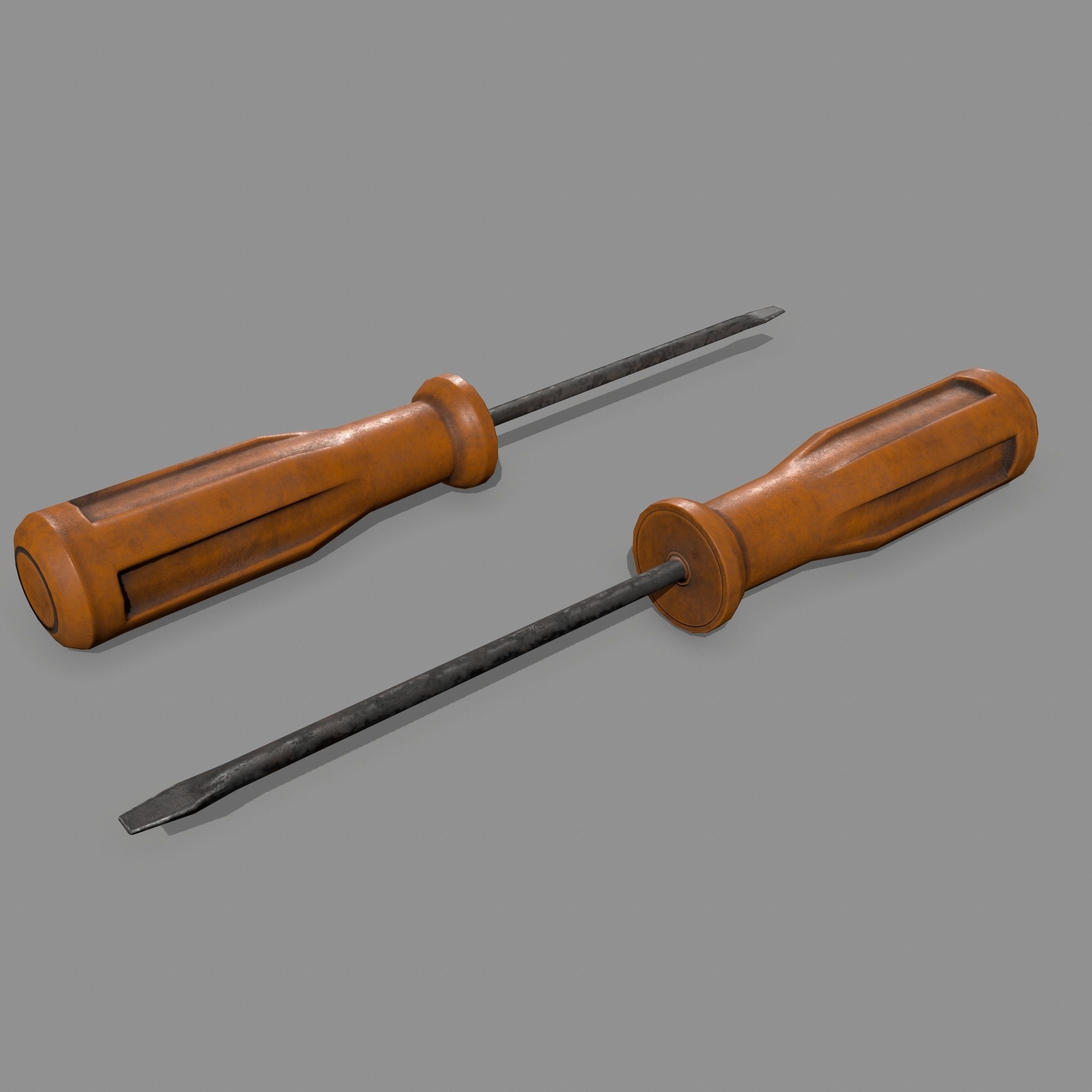 screwdriver wooden Low-poly 3D model_1