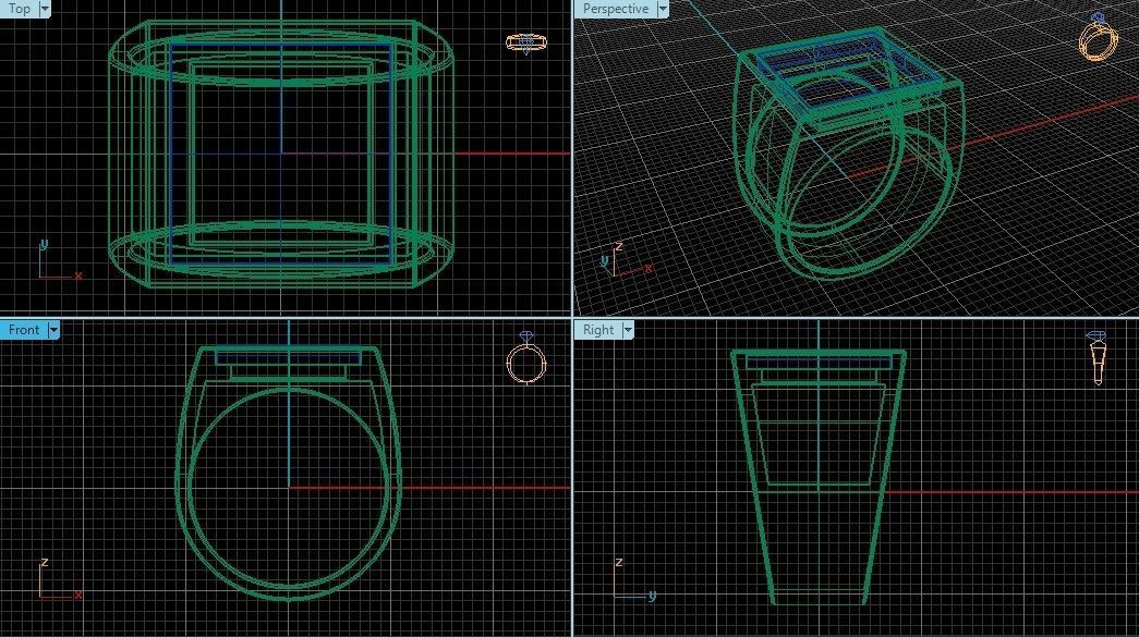 Onyx square 3d printable model ring 3D print model_1