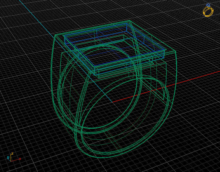 Onyx square 3d printable model ring 3D print model_4