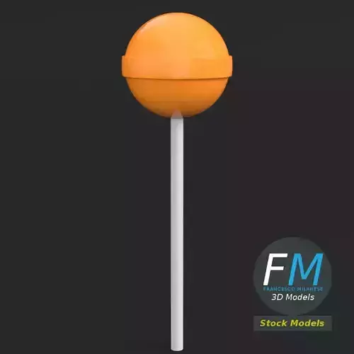 Lollipop orange on stick 3D model