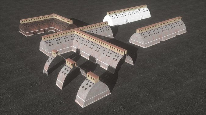 Hall industrial Low-poly 3D model