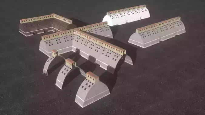Hall industrial Low-poly 3D model