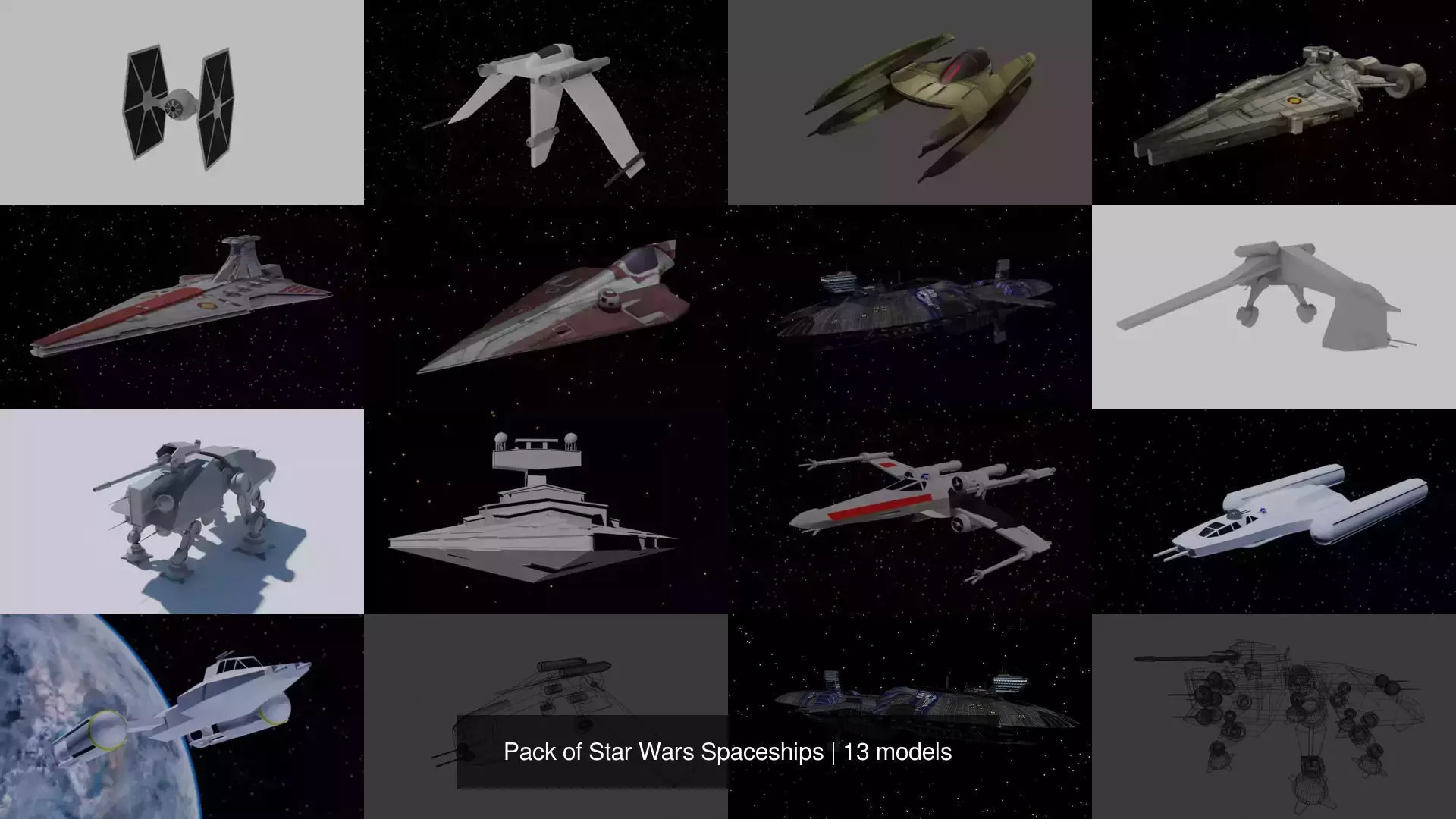 Pack of Star Wars Spaceships 3D Model Collection_0