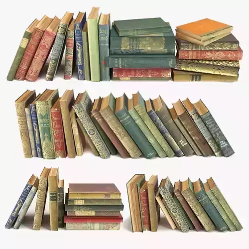 old books on a shelf set 1 3D model