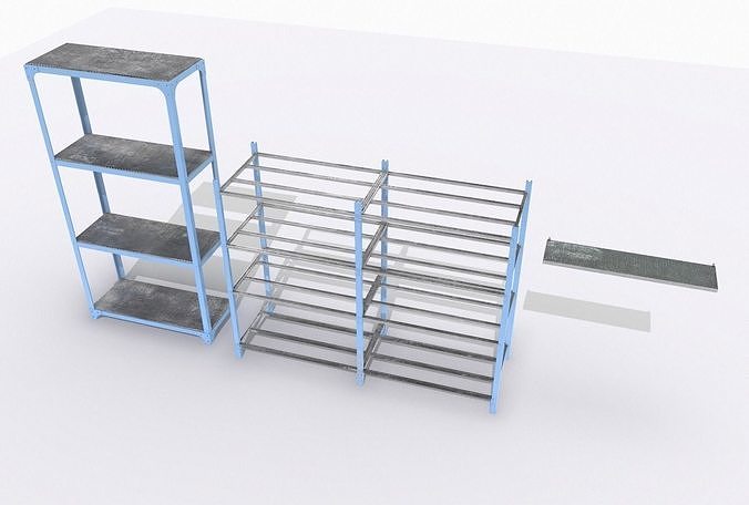 Industrial shelves 1 Low-poly 3D model