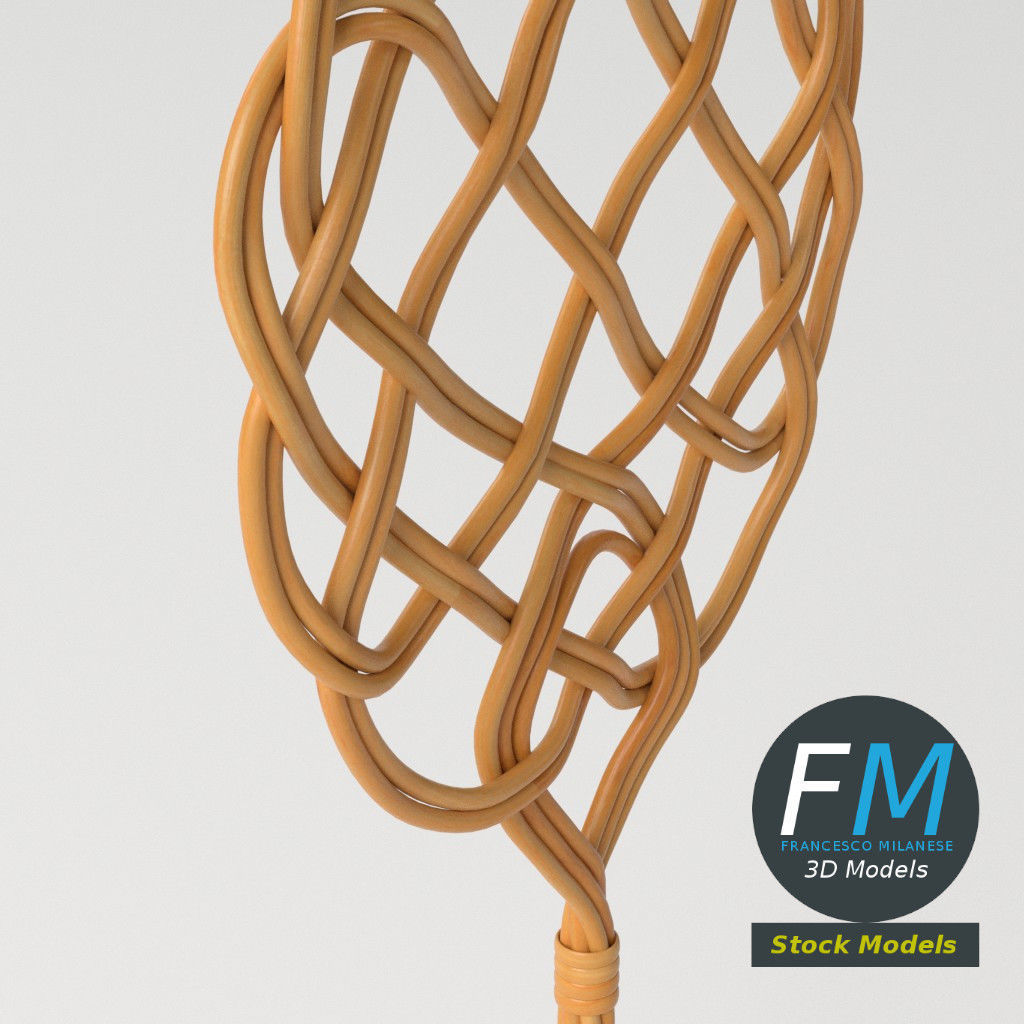 Rattan carpet beater 3D model_5