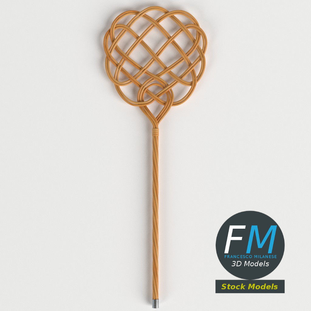 Rattan carpet beater 3D model_6