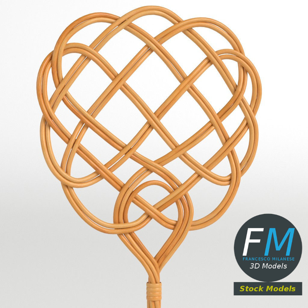 Rattan carpet beater 3D model_3