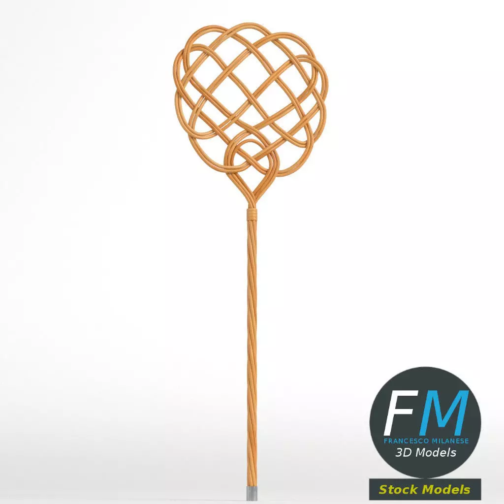 Rattan carpet beater 3D model_0