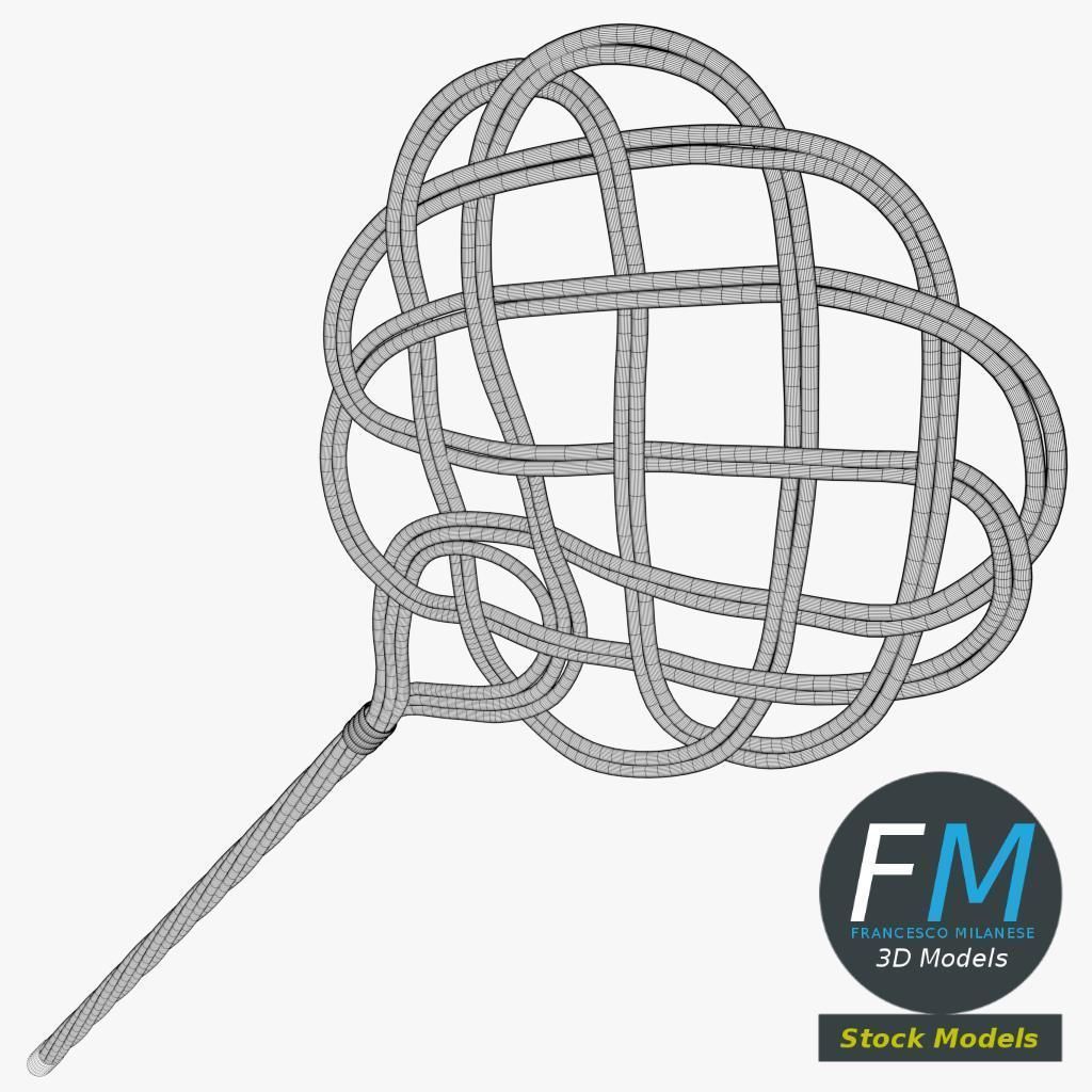 Rattan carpet beater 3D model_7