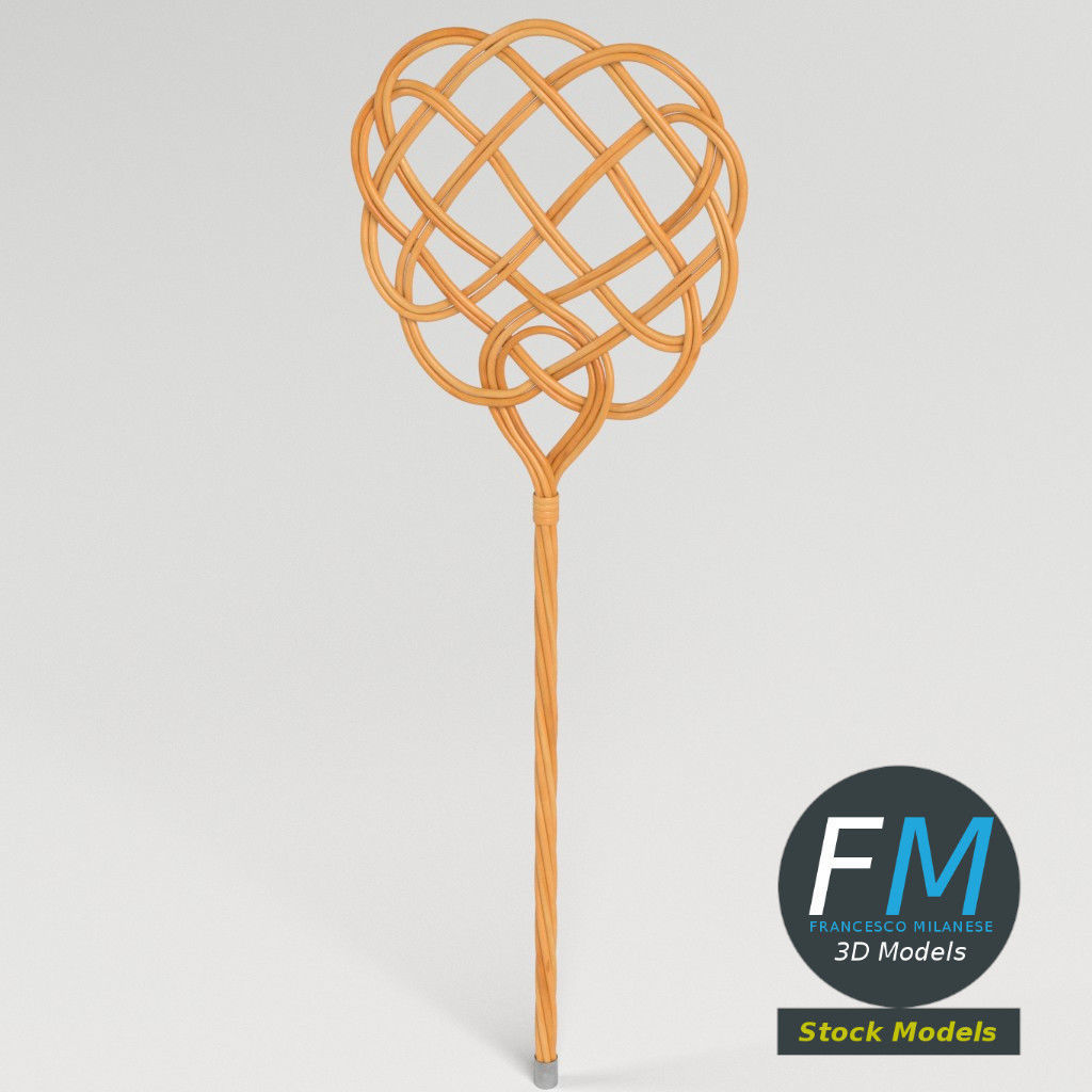 Rattan carpet beater 3D model_2