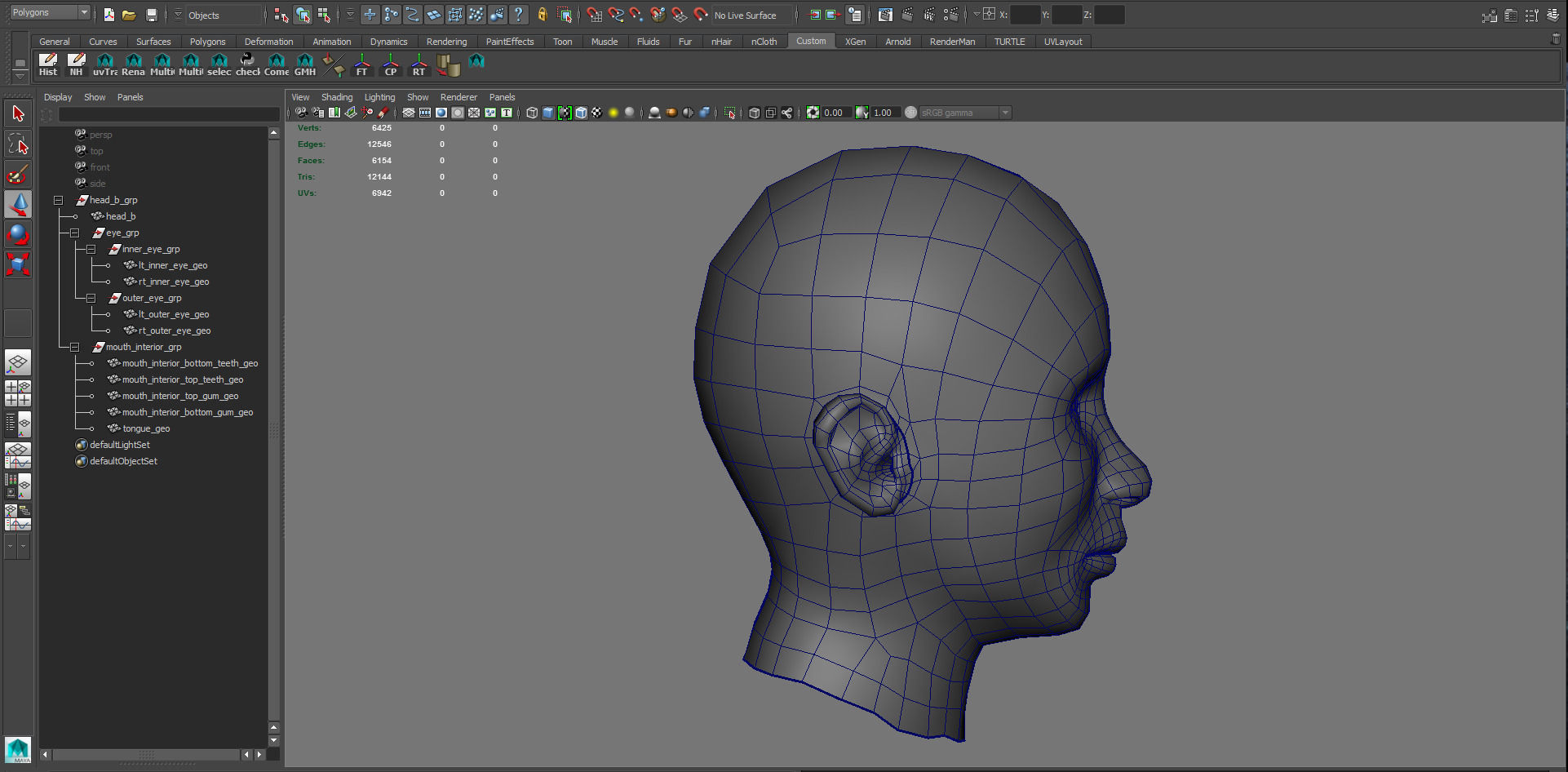 Head Mouth and Eyes with Single symmetrical and Multi UV Sets Low-poly 3D model_13
