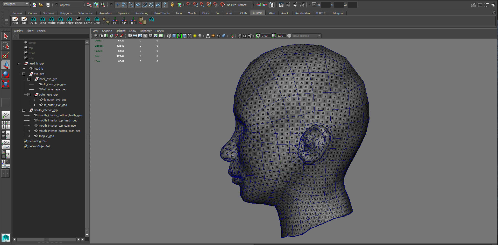 Head Mouth and Eyes with Single symmetrical and Multi UV Sets Low-poly 3D model_17