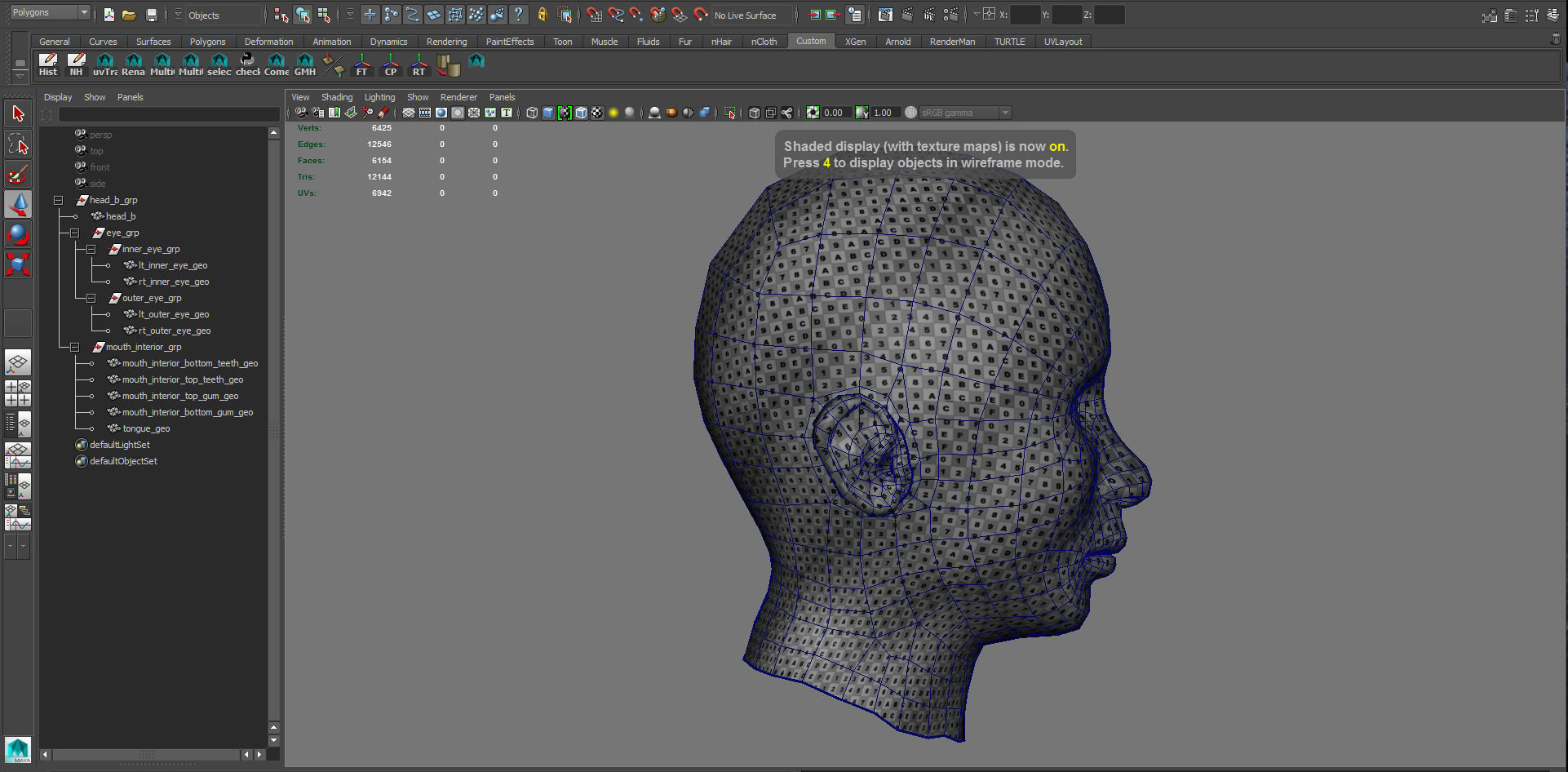 Head Mouth and Eyes with Single symmetrical and Multi UV Sets Low-poly 3D model_14
