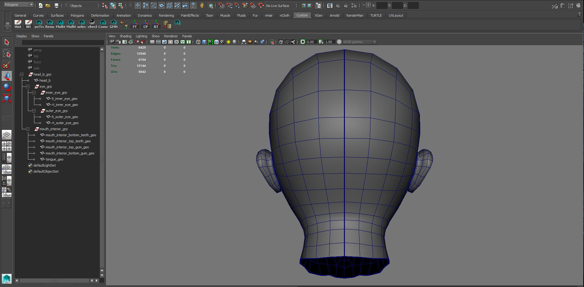 Head Mouth and Eyes with Single symmetrical and Multi UV Sets Low-poly 3D model_19