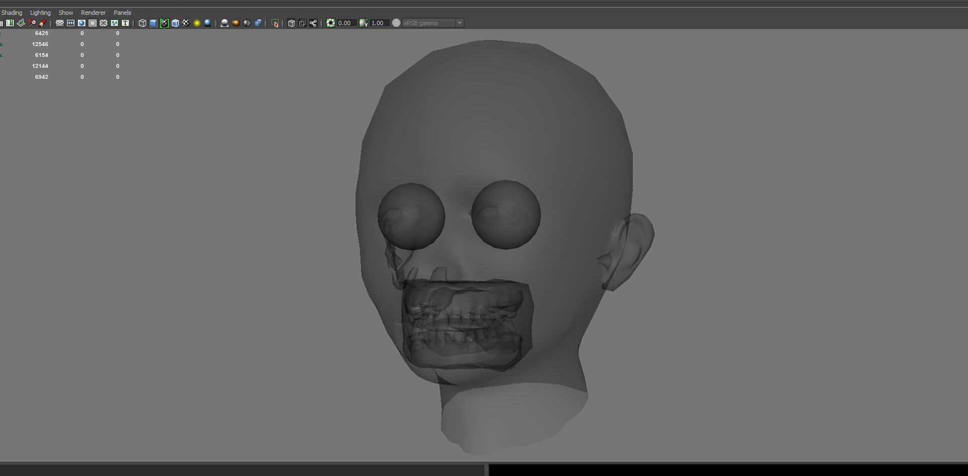 Head Mouth and Eyes with Single symmetrical and Multi UV Sets Low-poly 3D model_4