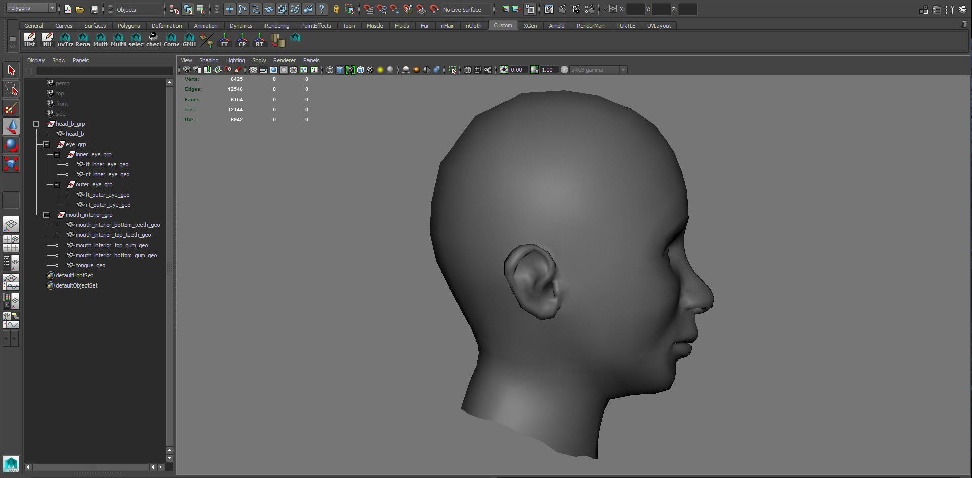 Head Mouth and Eyes with Single symmetrical and Multi UV Sets Low-poly 3D model_12