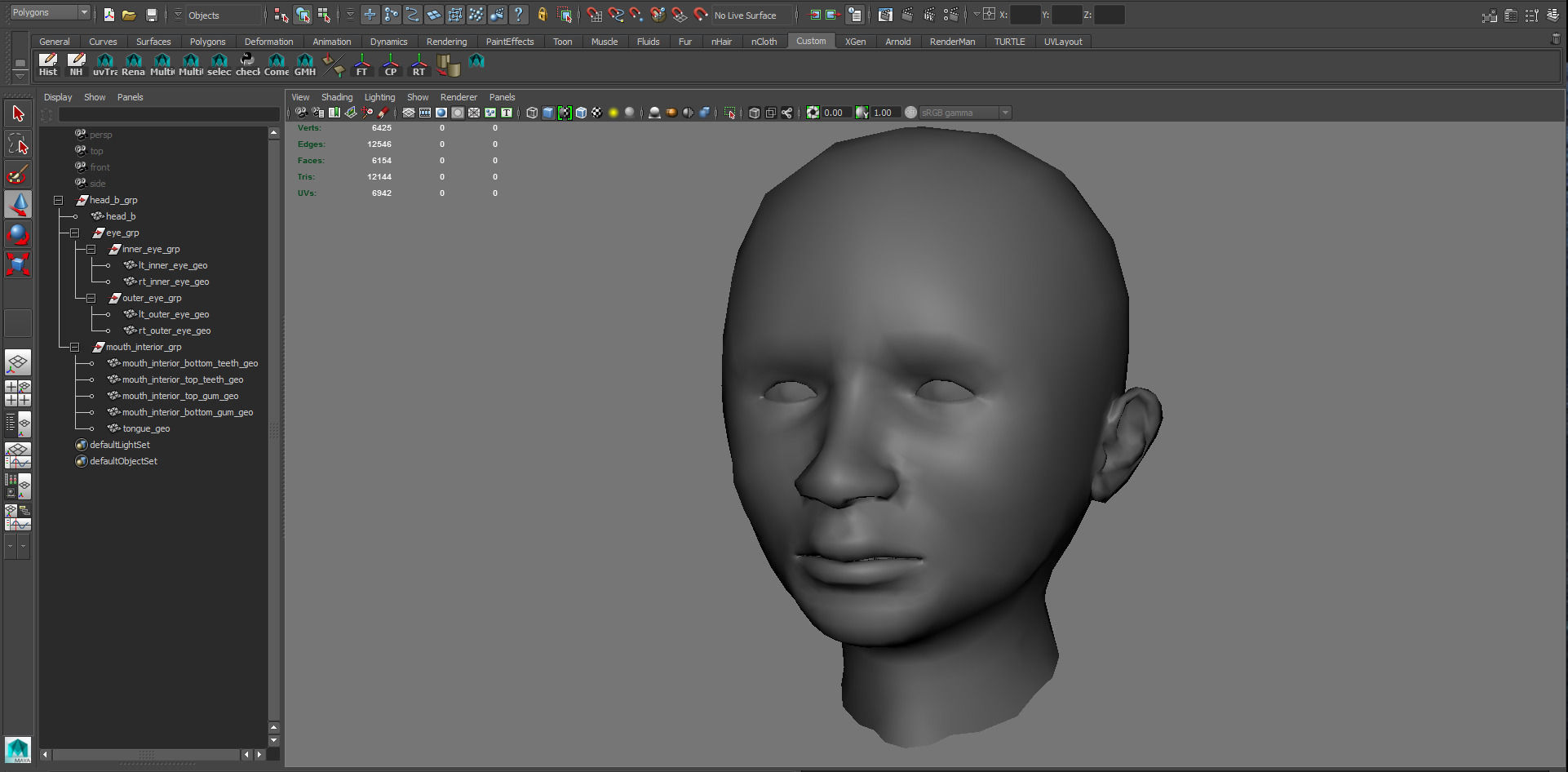 Head Mouth and Eyes with Single symmetrical and Multi UV Sets Low-poly 3D model_6