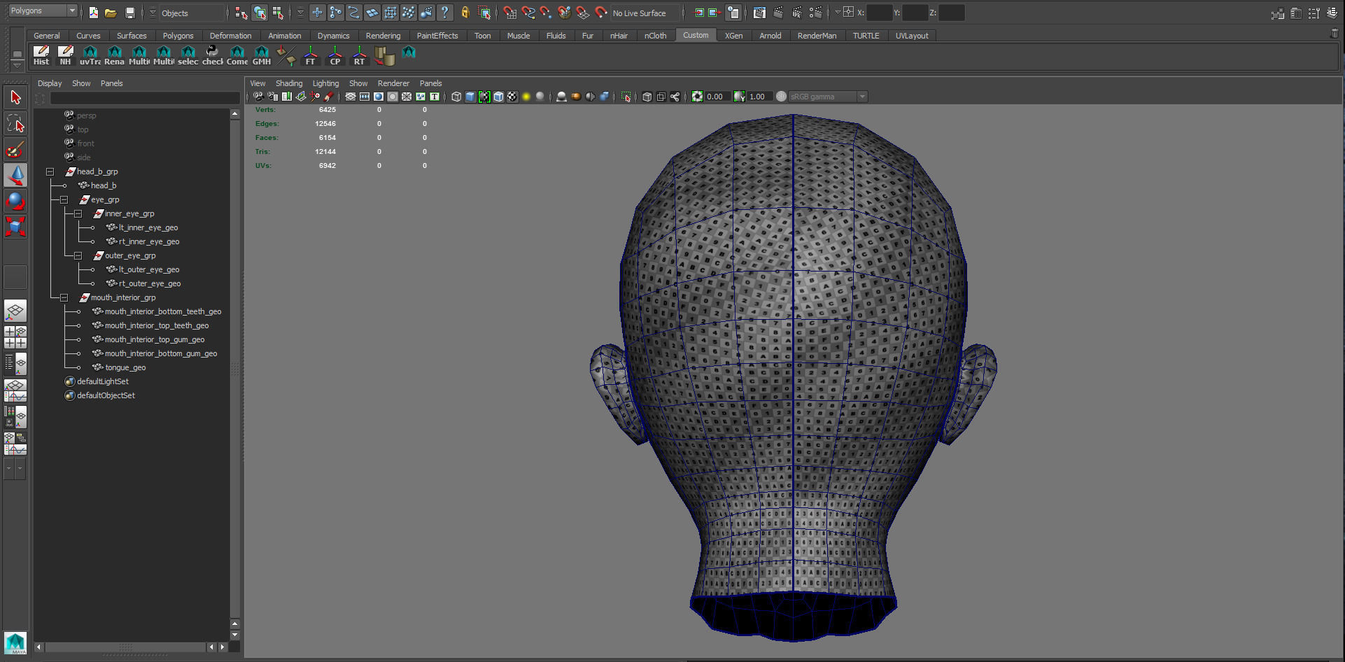 Head Mouth and Eyes with Single symmetrical and Multi UV Sets Low-poly 3D model_20