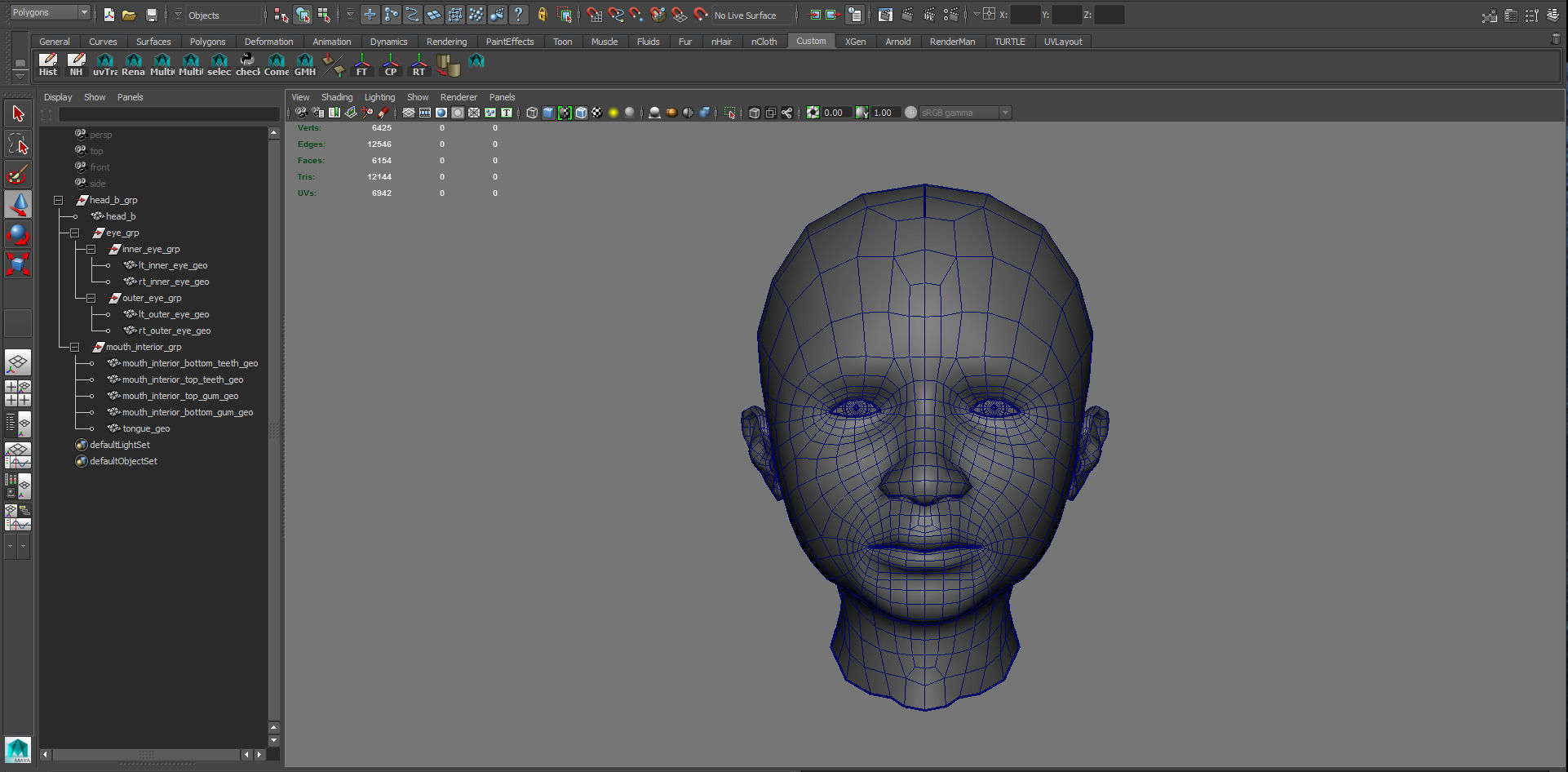 Head Mouth and Eyes with Single symmetrical and Multi UV Sets Low-poly 3D model_11