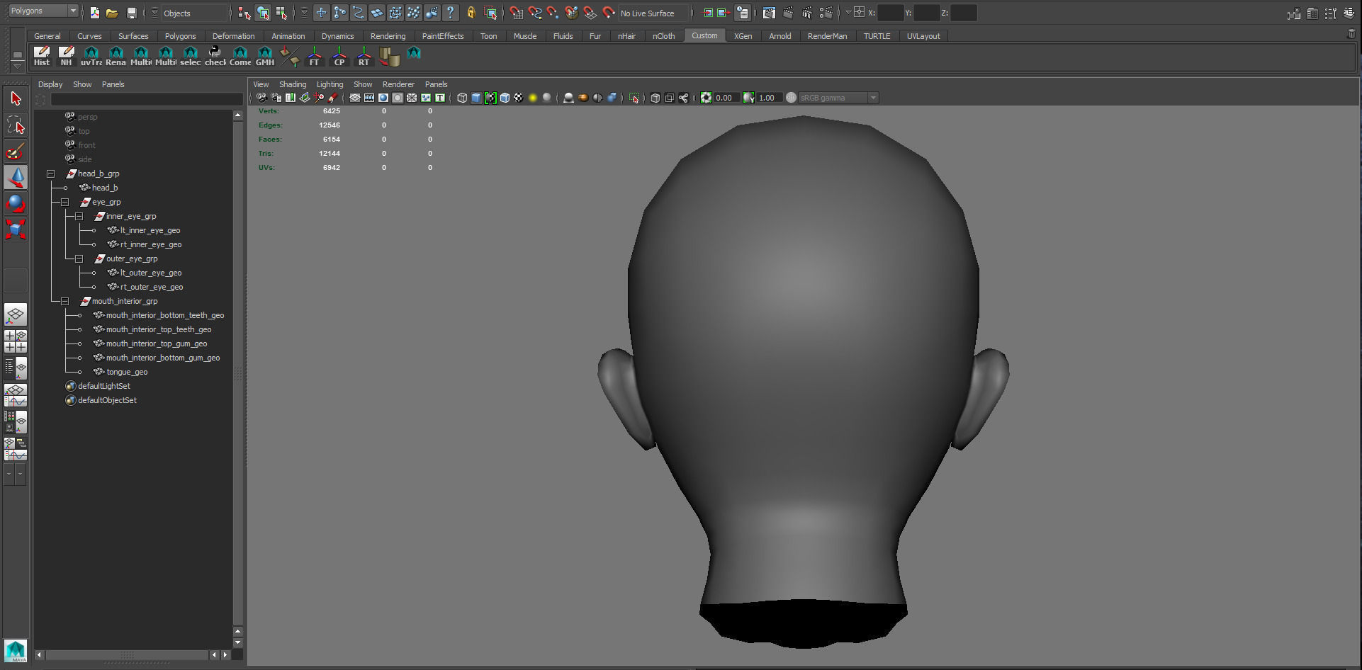 Head Mouth and Eyes with Single symmetrical and Multi UV Sets Low-poly 3D model_18