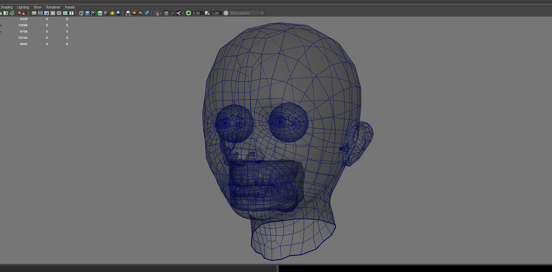 Head Mouth and Eyes with Single symmetrical and Multi UV Sets Low-poly 3D model_5