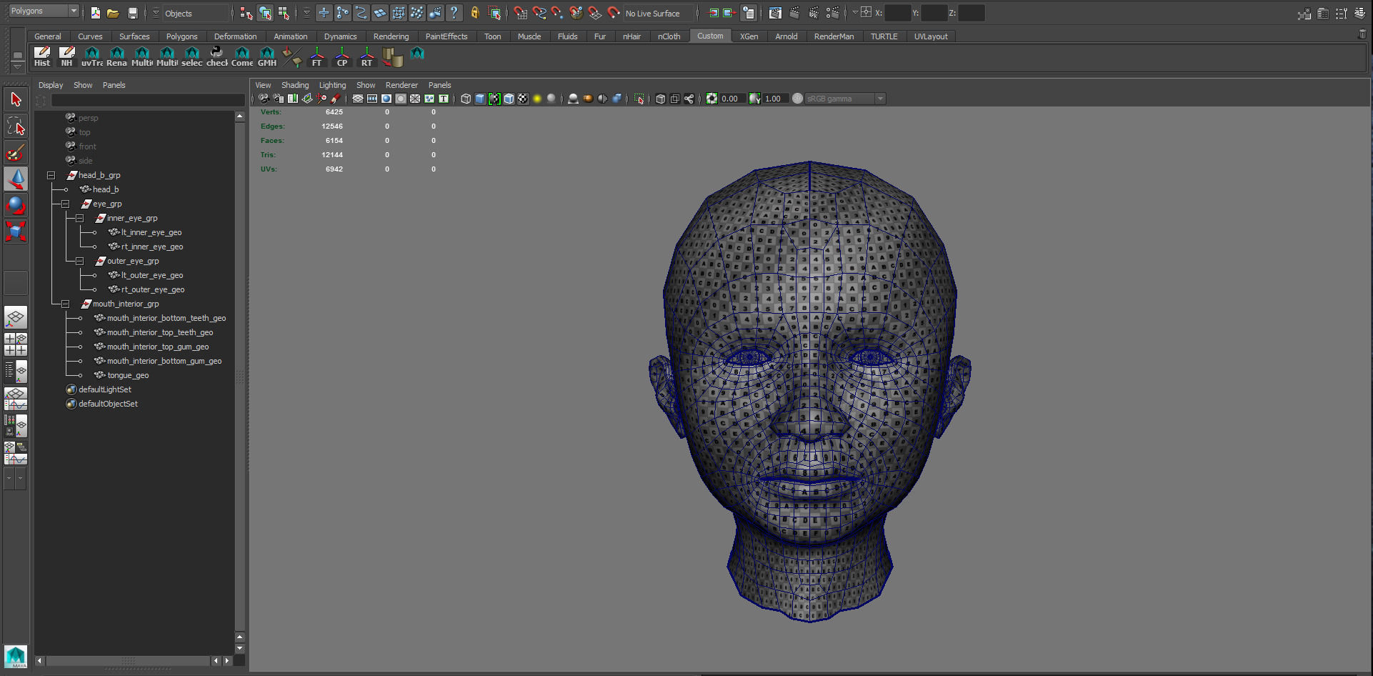 Head Mouth and Eyes with Single symmetrical and Multi UV Sets Low-poly 3D model_10