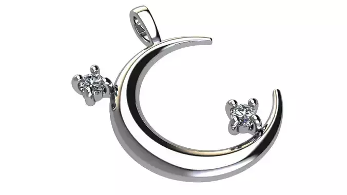 Moon Pendant with Diamonds