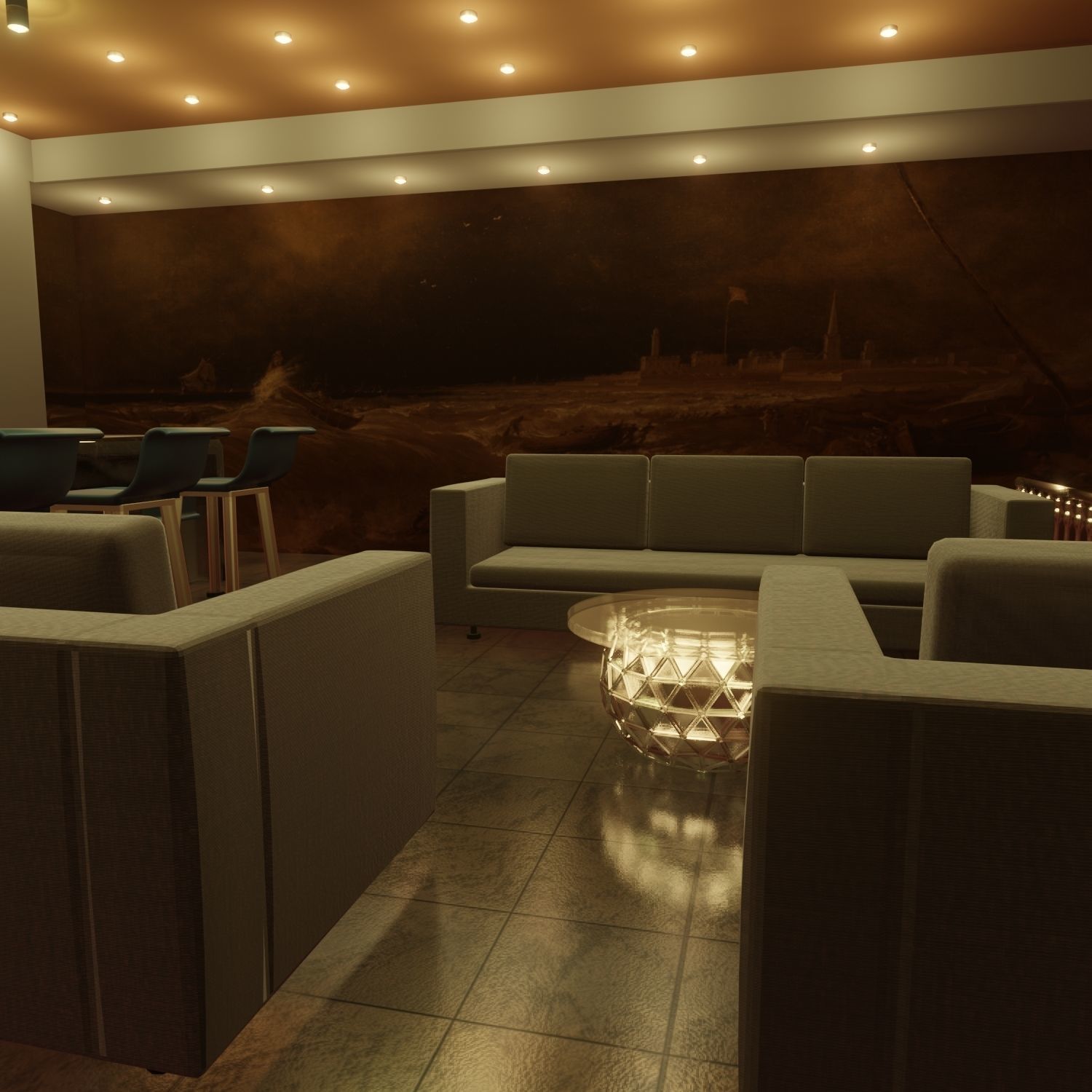 interior living room with couches and coffee table 3D model_4