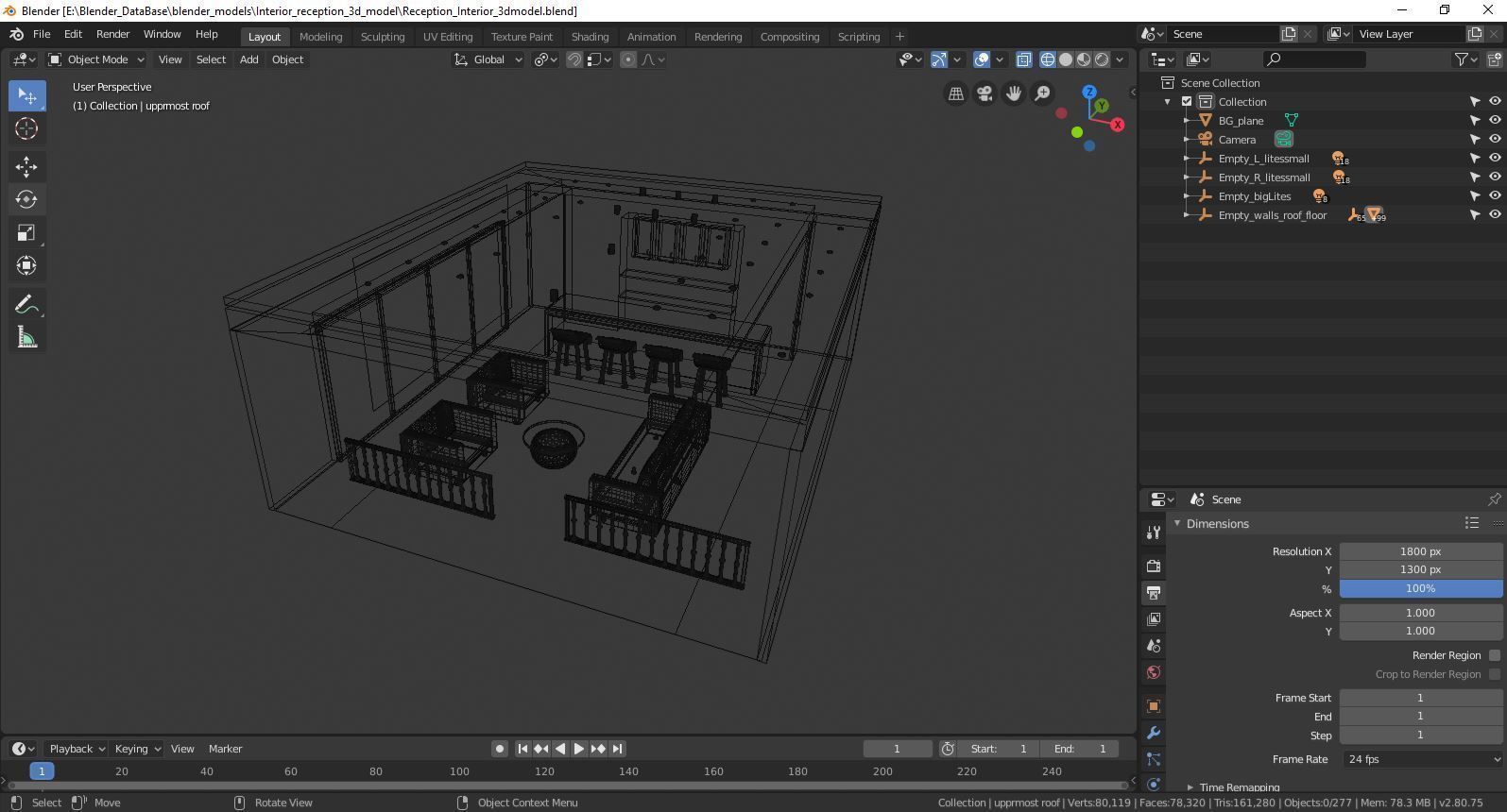 interior living room with couches and coffee table 3D model_9