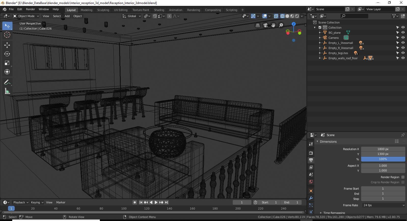 interior living room with couches and coffee table 3D model_11