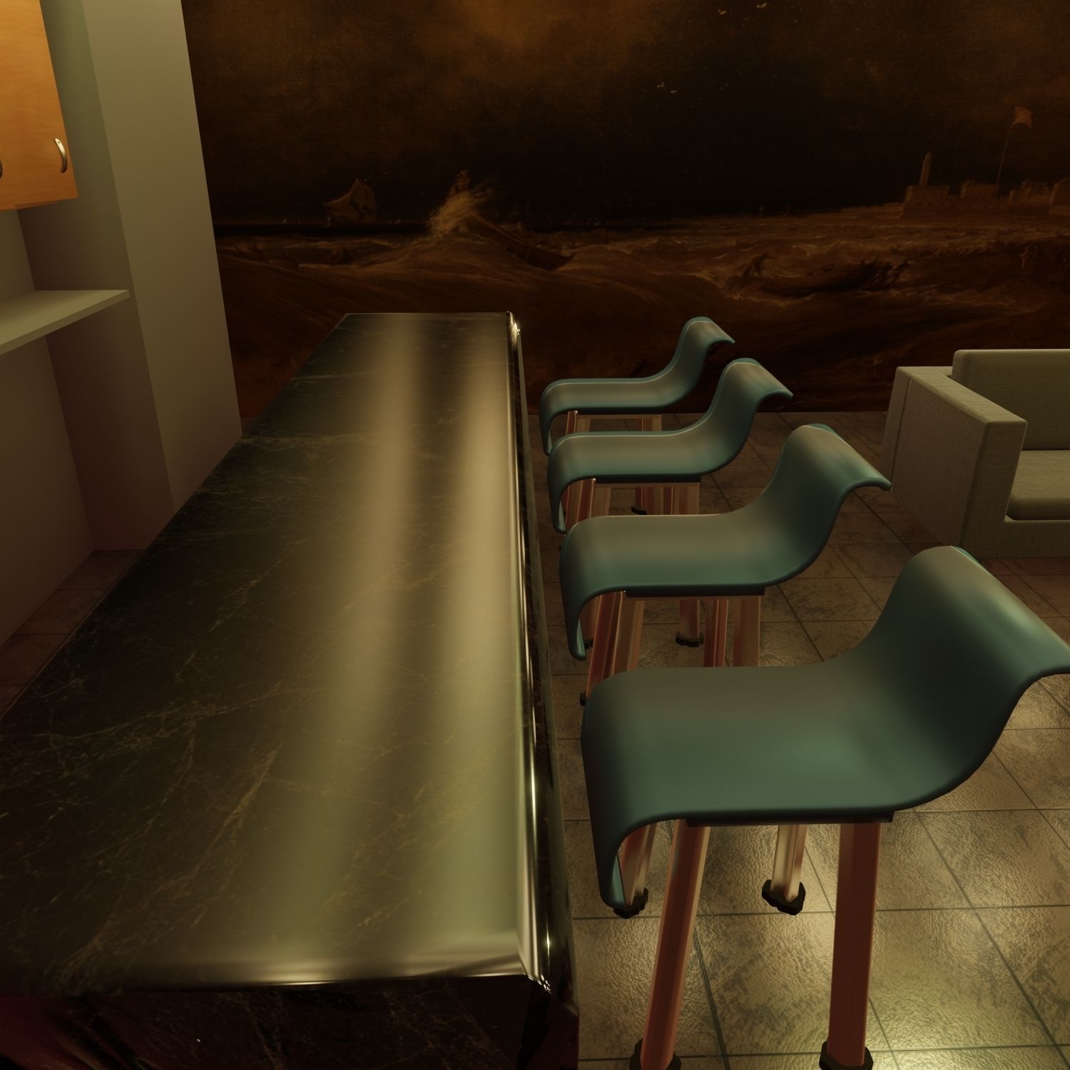 interior living room with couches and coffee table 3D model_6