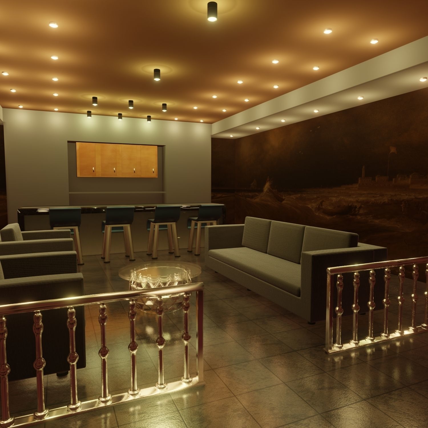 interior living room with couches and coffee table 3D model_3