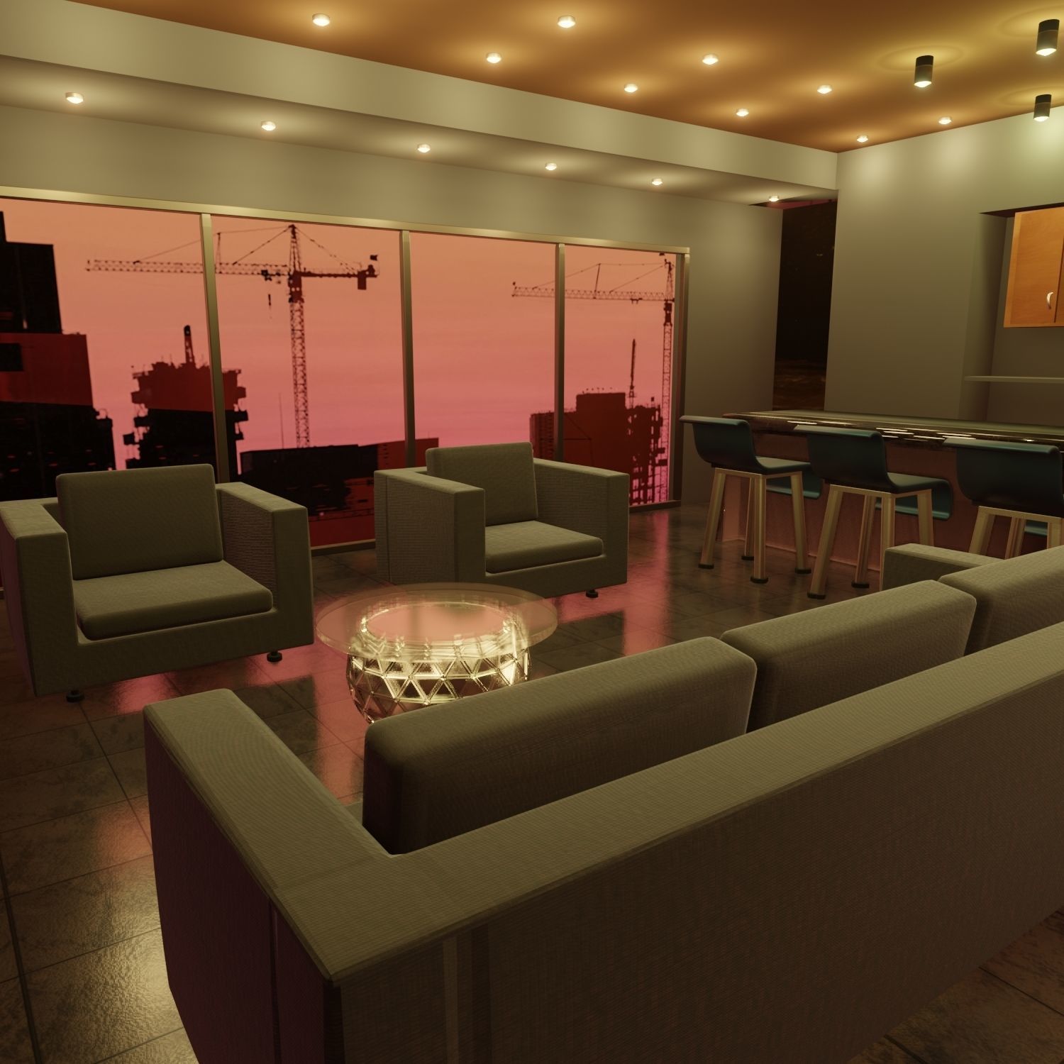 interior living room with couches and coffee table 3D model_5