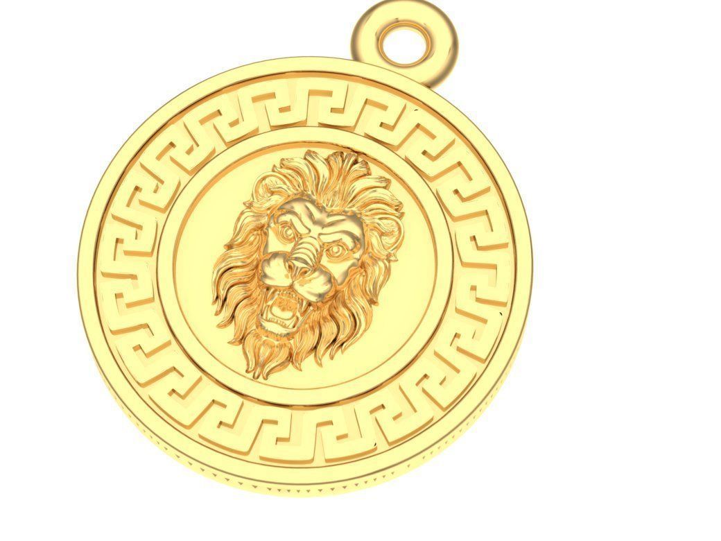 lion head medallion 3D model_1