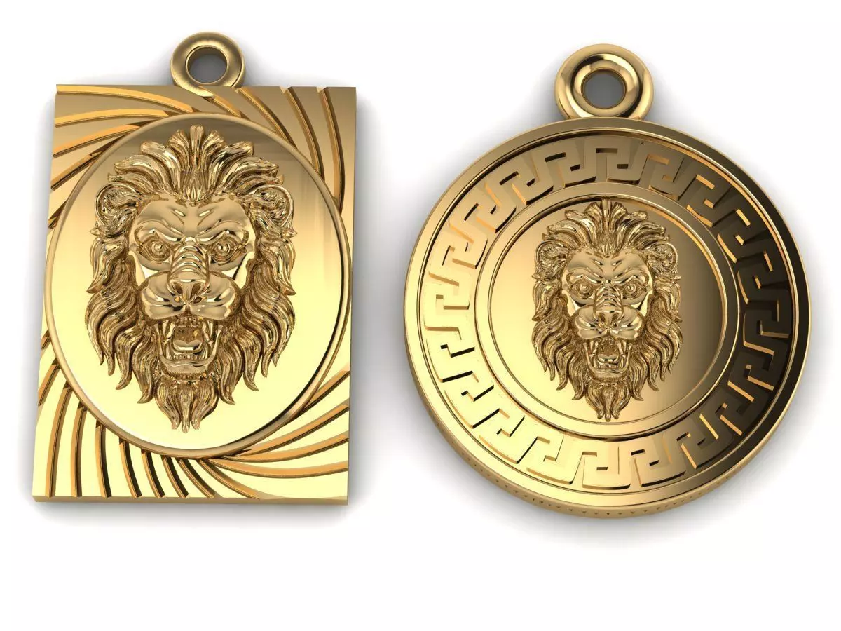 lion head medallion 3D model_0