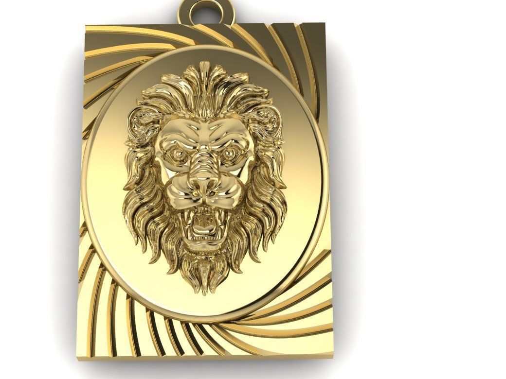 lion head medallion 3D model_2