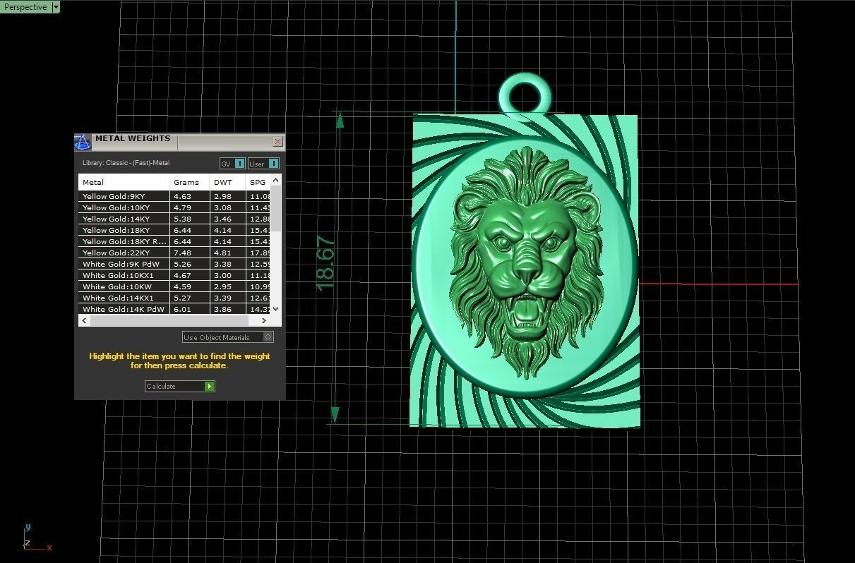 lion head medallion 3D model_4