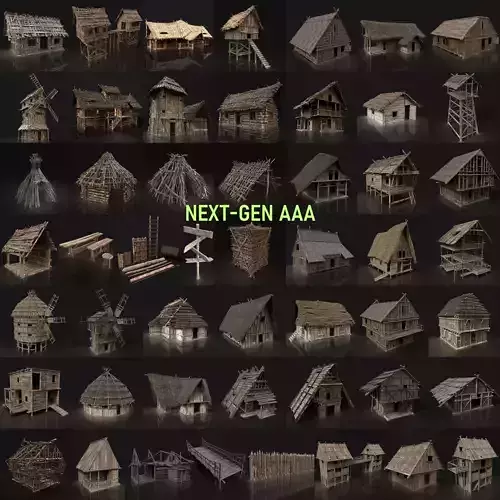 NEXT GEN AAA GIGAPACK MEDIEVAL VILLAGE CITY BUILDER PACK Low-poly 3D model