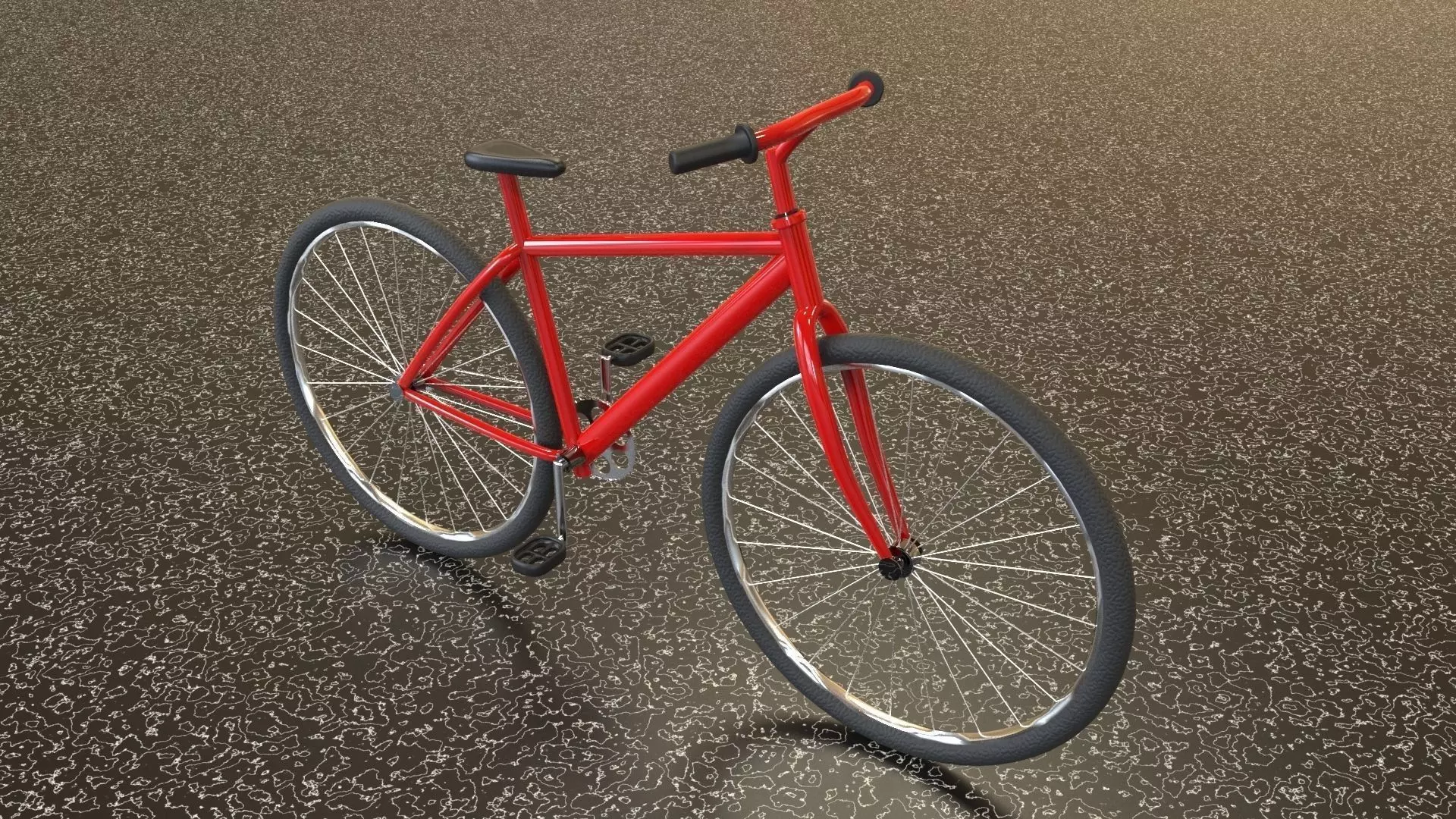 Bicycle on sidewalk Low-poly 3D model_0