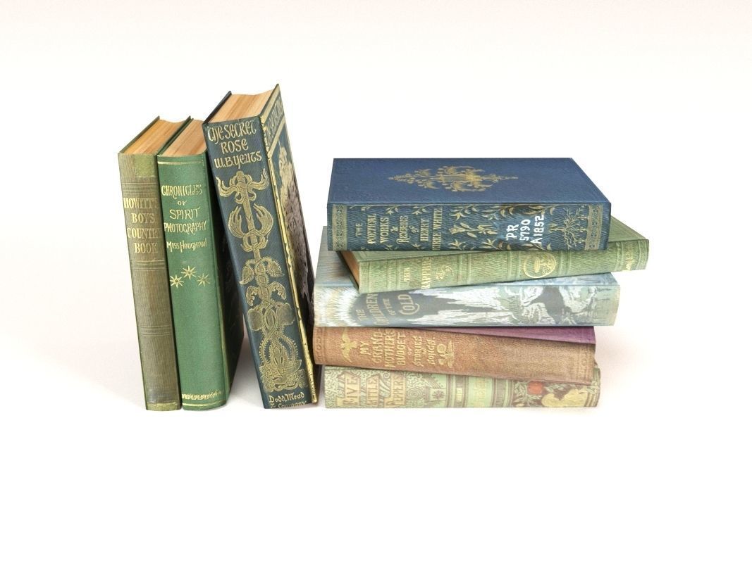 old books on a shelf set 6 3D model_3