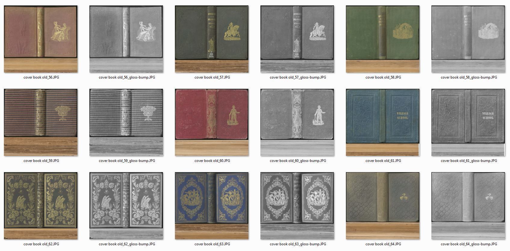 old books on a shelf set 6 3D model_6