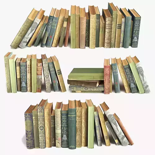 old books on a shelf set 7 3D model