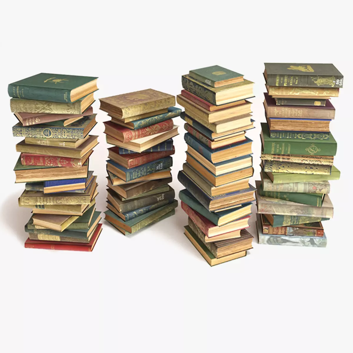 books stacked on the floor set 8 3D model_0
