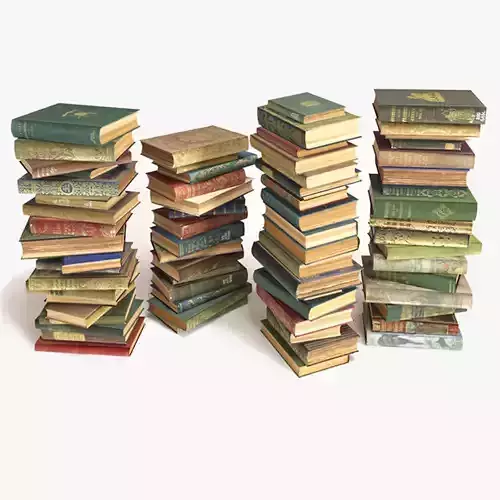books stacked on the floor set 8 3D model